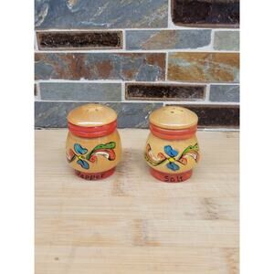 Vintage Wood Salt & Pepper Shakers, Small Mini Floral 2"